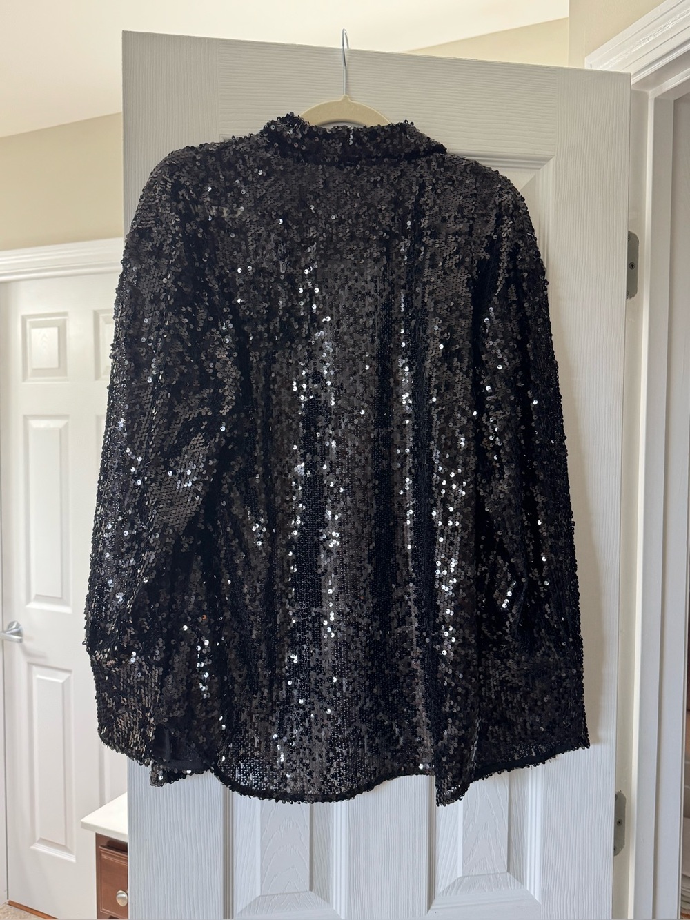 Sequin Button-Down Shirt - Black